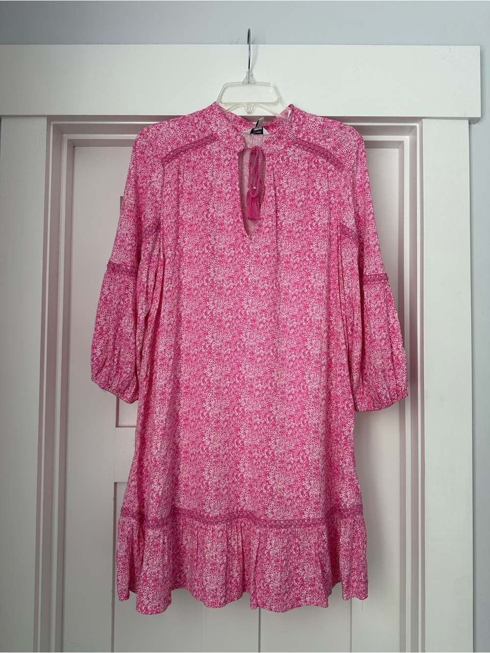crown & ivy Pink Tie-Neck Mini Dress - NWT
